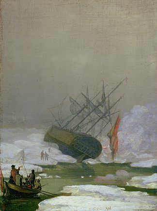 在北冰洋航行 Ship in the Arctic Ocean (1798)，卡斯珀尔·大卫·弗里德里希