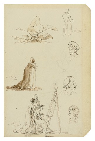 研究头部、人物和树叶 Study of heads, figures, and foliage (1802)，卡斯珀尔·大卫·弗里德里希