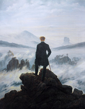 雾海之上的流浪者 The Wanderer Above the Sea of Fog (1818; Germany                     )，卡斯珀尔·大卫·弗里德里希