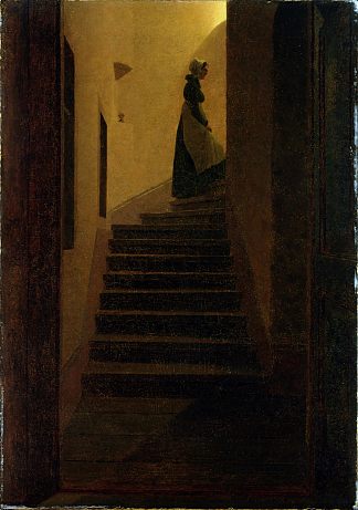 楼梯上的女人 Woman on the stairs (1825)，卡斯珀尔·大卫·弗里德里希