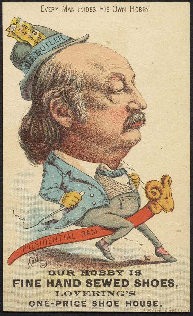 B.F.巴特勒骑着“总统公羊” B. F. Butler Riding a "presidential Ram",卡修斯·马塞勒斯·柯立芝