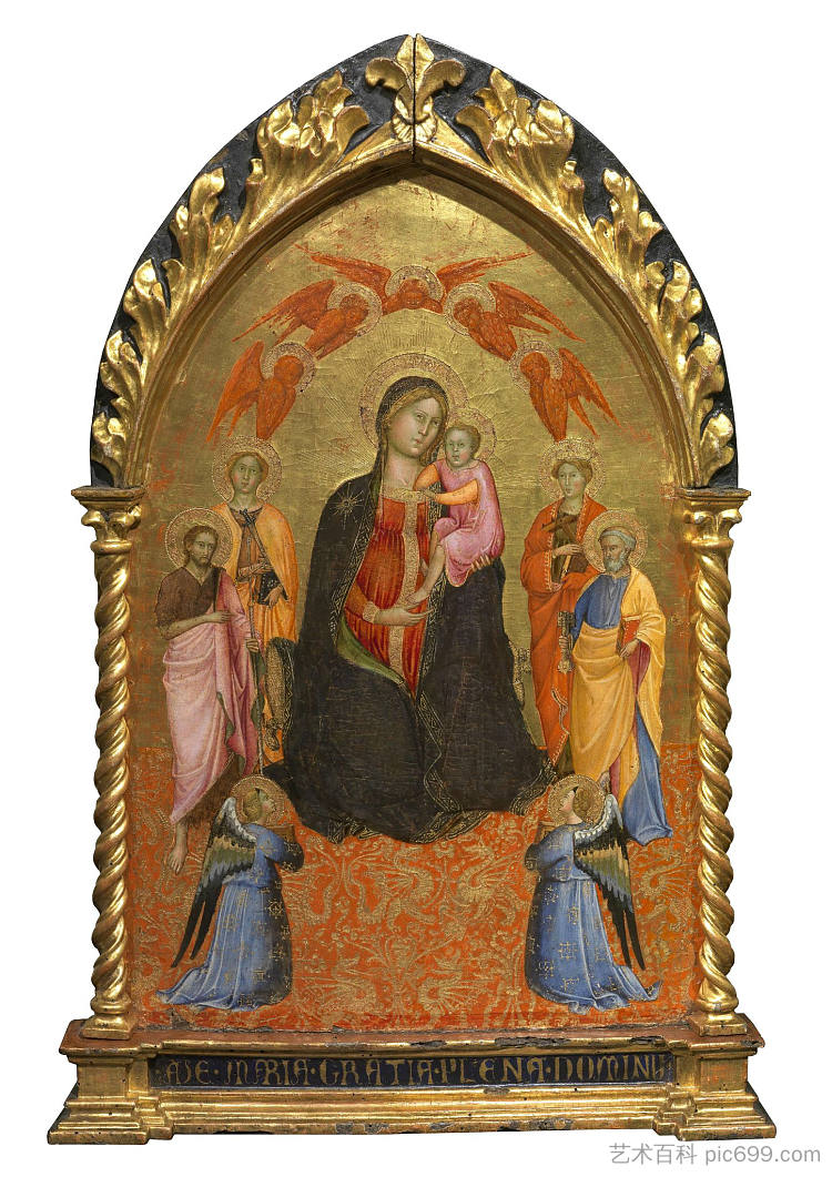 麦当娜和孩子与天使和圣徒 Madonna and Child with Angels and Saints (1400)，琴尼诺·琴尼尼