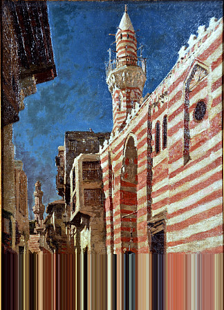 阿拉伯城市的街道 Street in An Arab City (c.1870)，切萨雷·比塞奥