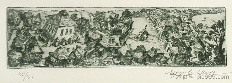 小房子（干点） Les Petit Maisons (drypoint)，哈伊姆·戈德堡