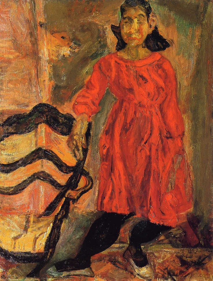 红衣少女 Girl in Red (c.1919)，柴姆·苏丁