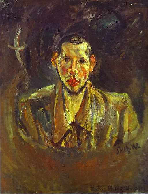 胡须自画像 Self Portrait with Beard (c.1917)，柴姆·苏丁