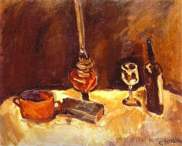 静物与灯 Still Life with Lamp (c.1916)，柴姆·苏丁