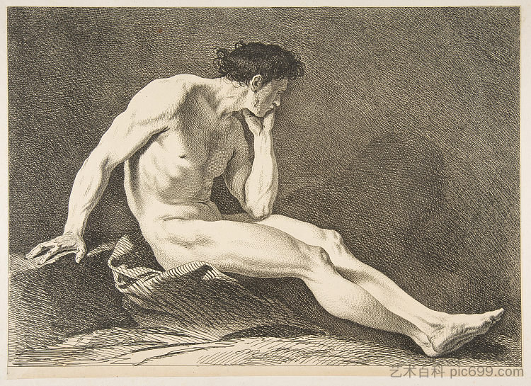 坐着的人 Sitting Man，Charles-Andre van Loo （Carle van Loo）