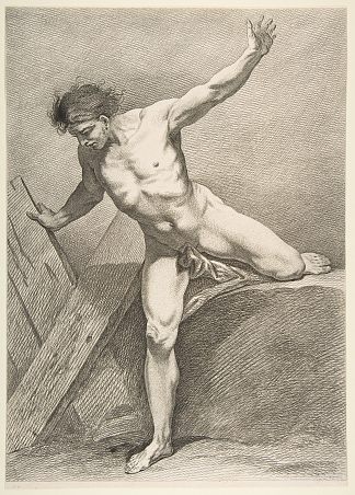 靠在木板上的跨步男人 Striding Man Leaning on a Plank，Charles-Andre van Loo （Carle van Loo）