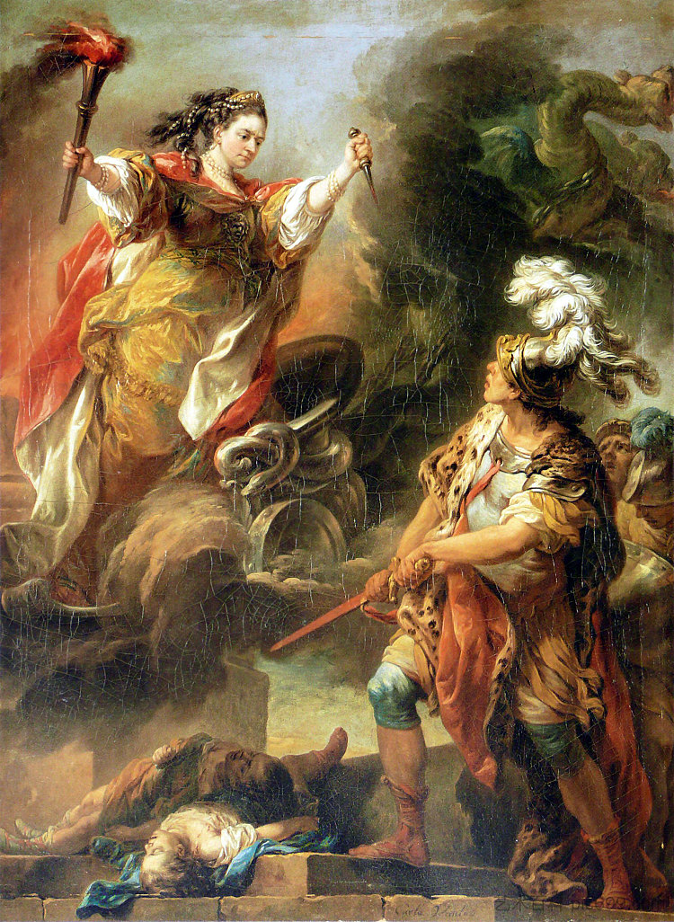 美狄亚的号角小姐 Mlle Clairon en Médée (1760)，Charles-Andre van Loo （Carle van Loo）