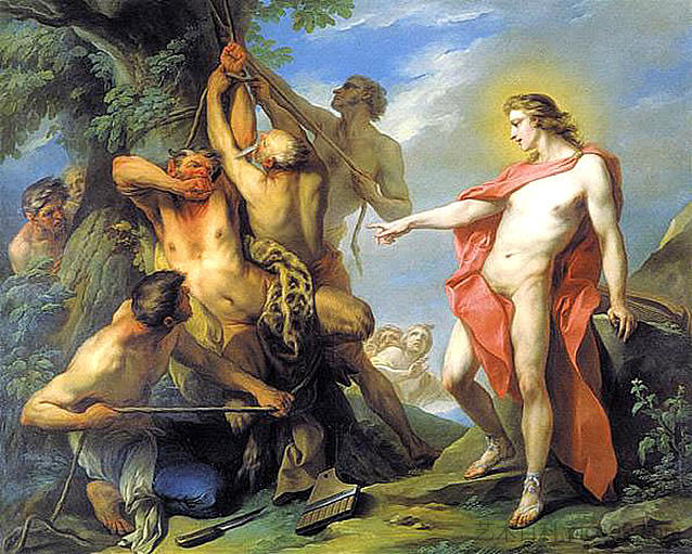 马西亚斯被阿波罗勋章击溃 Marsyas Flayed by the Order of Apollo (1735)，Charles-Andre van Loo （Carle van Loo）