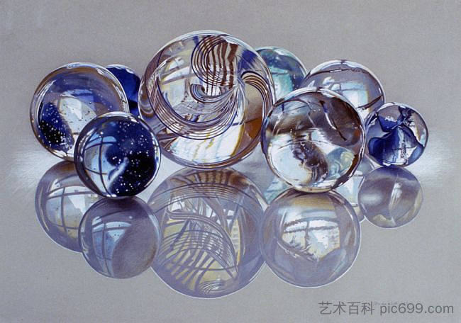 玻璃，弹珠十四 Glassies, Marbles XIV (1985)，查尔斯·贝尔