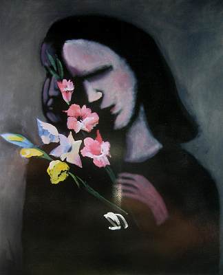 女人与剑兰 Woman with Gladioli，查尔斯·布莱克曼