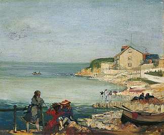 海滩风光， 斯瓦尼奇， 多塞特郡 Beach Scene, Swanage, Dorset (1900)，查尔斯·科恩德