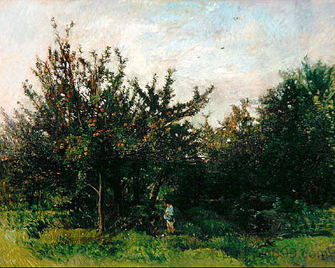 苹果园 An Apple Orchard (c.1871 - c.1878)，科罗、让·弗朗索瓦·米勒和查理·法兰斯瓦·杜比尼