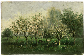 盛开的苹果树 Apple Trees in Blossom (1860 – 1862; United Kingdom                     )，科罗、让·弗朗索瓦·米勒和查理·法兰斯瓦·杜比尼