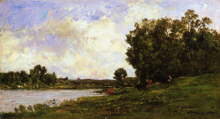 河岸上的牛 Cattle on the Bank of the River (1872),科罗、让·弗朗索瓦·米勒和查理·法兰斯瓦·杜比尼