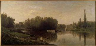 瓦兹河畔 The banks of the Oise (1859; France                     )，科罗、让·弗朗索瓦·米勒和查理·法兰斯瓦·杜比尼