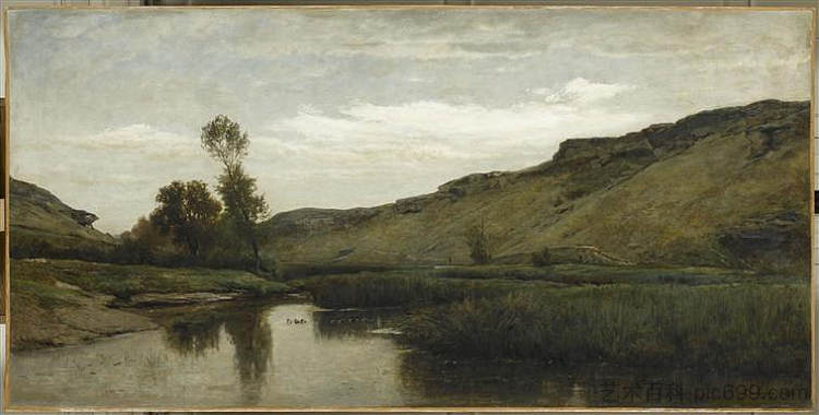 奥特沃兹的大山谷 The big valley of the Optevoz (1857; Feissons-sur-isère,France ),科罗、让·弗朗索瓦·米勒和查理·法兰斯瓦·杜比尼