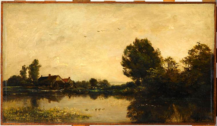 吉利厄的磨坊 The Mill of the Gylieu (1868; France  )，科罗、让·弗朗索瓦·米勒和查理·法兰斯瓦·杜比尼