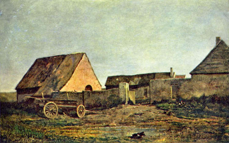 农民院子 The peasant yard (1855)，科罗、让·弗朗索瓦·米勒和查理·法兰斯瓦·杜比尼