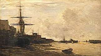 埃里斯的忒塞 The Themse in Erith (1866)，科罗、让·弗朗索瓦·米勒和查理·法兰斯瓦·杜比尼
