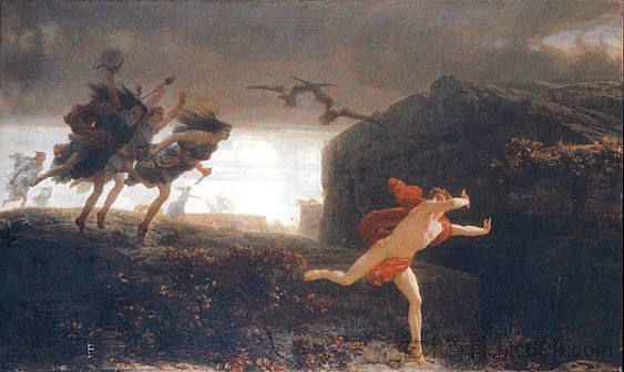 被梅纳德追捕的彭修斯 Pentheus Pursued by the Maenads，查尔斯·格莱尔