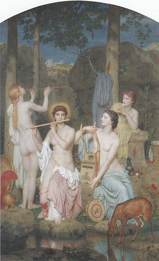 密涅瓦和三恩典 Minerva and the Three Graces (1866)，查尔斯·格莱尔