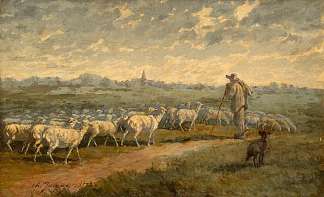 牛群景观 Landscape with a Herd (1872)，夏尔·埃米尔·雅克