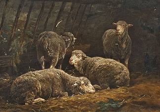 谷仓里的羊 Schafe im Stall (1894)，夏尔·埃米尔·雅克