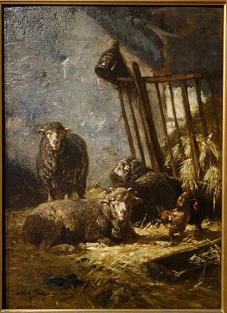 马槽里的羊 Sheep in Manger，夏尔·埃米尔·雅克