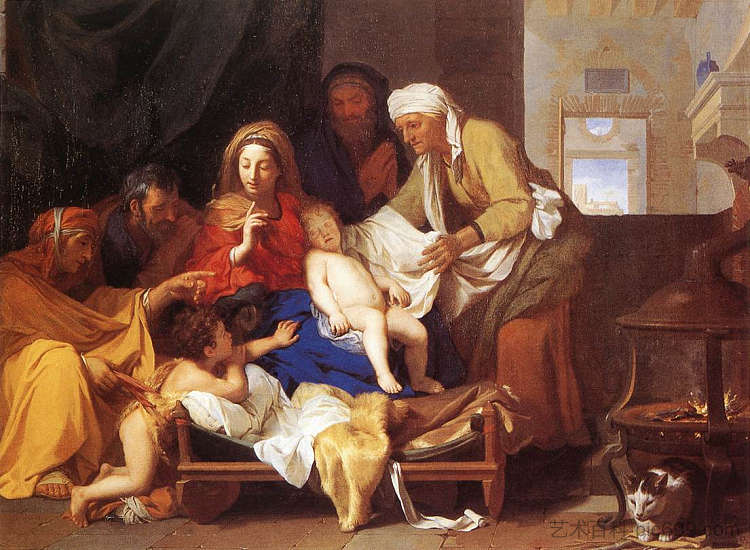 圣洁的家庭与孩子的崇拜 Holy Family with the Adoration of the Child，查尔斯·勒布伦
