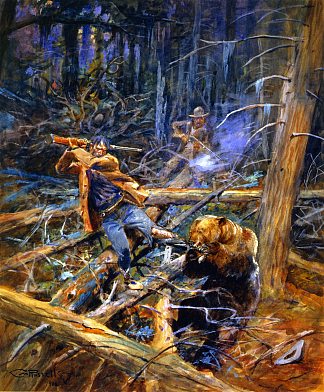 受伤的灰熊 A Wounded Grizzly (1906)，查尔斯·拉塞尔