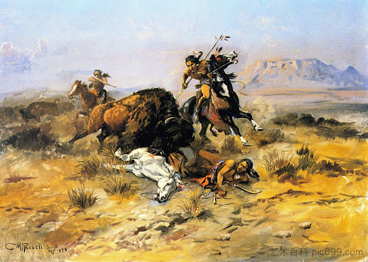 布法罗狩猎 Buffalo Hunt (1898)，查尔斯·拉塞尔