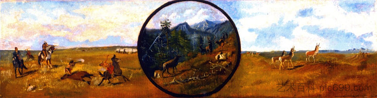 西部场景 Western Scene (1885)，查尔斯·拉塞尔