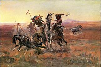 当黑脚和苏相遇时 When Blackfeet and Sioux Meet (1908)，查尔斯·拉塞尔