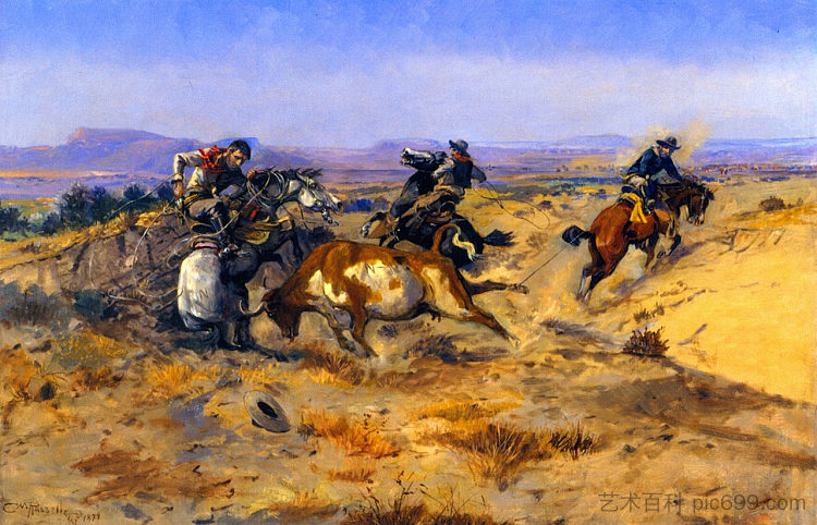 当牛仔遇到麻烦时 When Cowboys Get in Trouble (1905)，查尔斯·拉塞尔