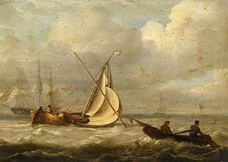 微风中的渔船 Fishing Boats in a Breeze，查尔斯·马丁·鲍威尔