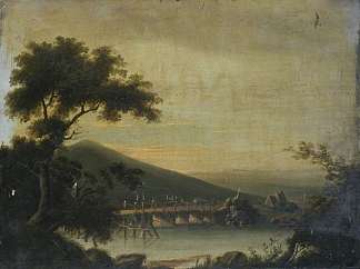 卡马森郡兰加多克附近的景色 View near Llangaddock, Carmarthenshire (1814)，查尔斯·马丁·鲍威尔