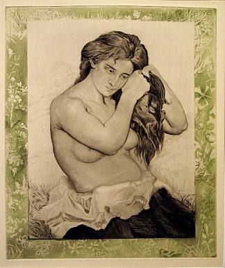 裸体女人梳理她的头发 Nude Woman combing her Hair (1891)，查尔斯莫林