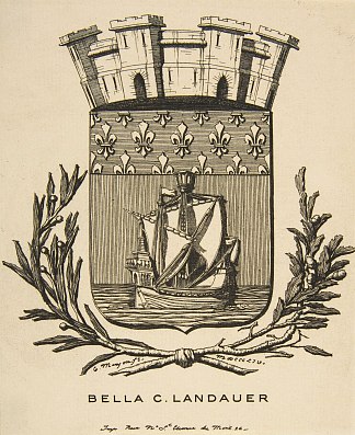 象征巴黎市的徽章;贝拉·兰道尔的书版 Coat-of-arms Symbolizing the City of Paris; Bookplate of Bella C. Landauer，查尔斯·麦里森