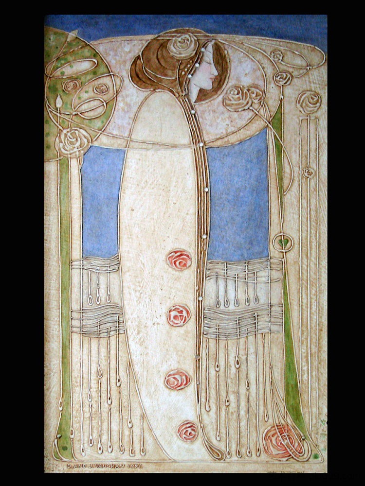 餐厅装饰(艺术爱好者之家,格拉斯哥) Décor de la salle à manger (House for an art lover, Glasgow) (1901),查尔斯·雷尼·麦金托什