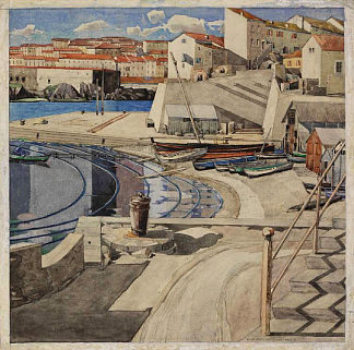 小湾，旺德雷斯港 The Little Bay, Port Vendres (1927)，查尔斯·雷尼·麦金托什