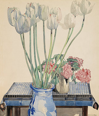 白色郁金香 White tulips，查尔斯·雷尼·麦金托什