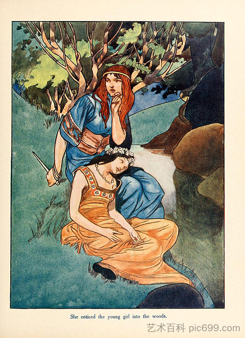 她引诱小女孩进入树林 She enticed the young girl into the woods (1909)，查尔斯·罗宾逊