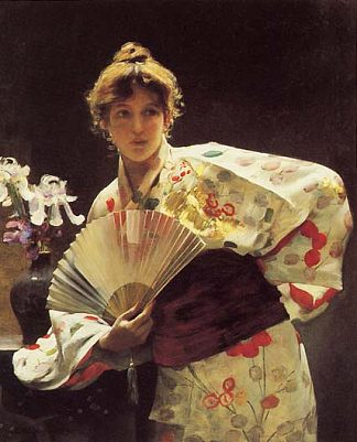 拿扇子的女士 Lady with a Fan (1883)，查尔斯·斯普拉格·皮尔斯