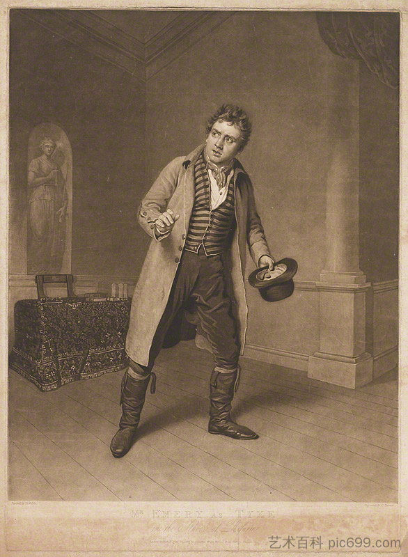John Emery 飾演 Tyke in Morton's School of Reform（英语：School of Reform） John Emery as Tyke in Morton's 'School of Reform' (1808)，查尔斯·特尔纳