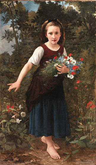 一个拿着鲜花的年轻女孩 A young girl holding flowers，查尔斯·维克多·蒂里昂