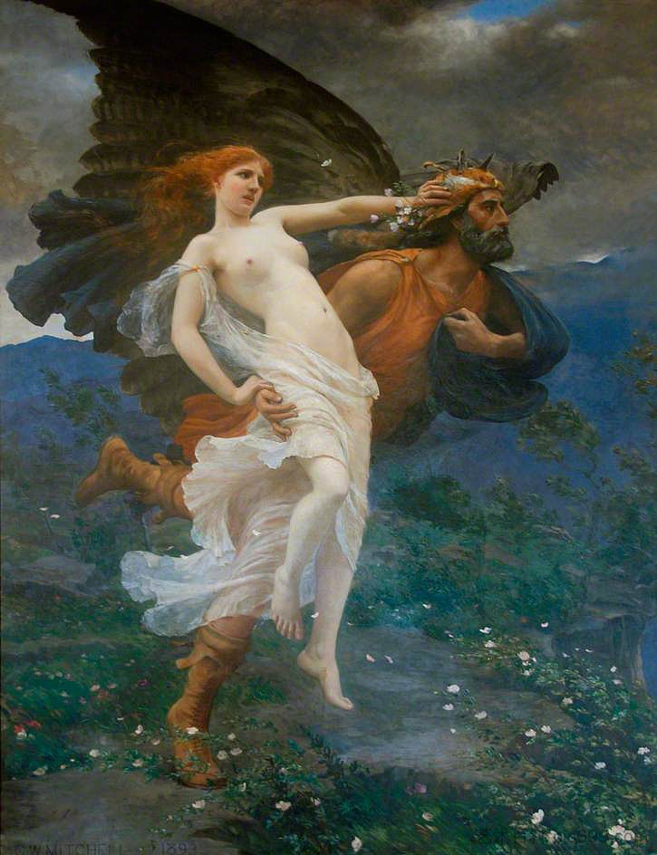 波雷亚斯与奥雷提亚的飞行 The Flight of Boreas with Oreithyia (1893)，查尔斯·威廉·米切尔