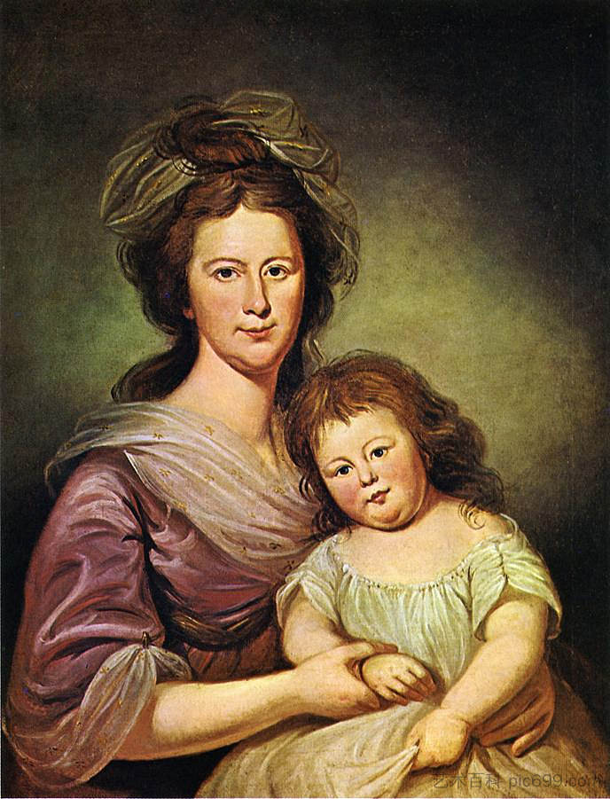 托马斯·莱珀夫人和她的女儿海伦·汉密尔顿·莱珀 Mrs. Thomas Leiper and Her Daughter, Helen Hamilton Leiper (1794),查尔斯·威尔森·皮尔